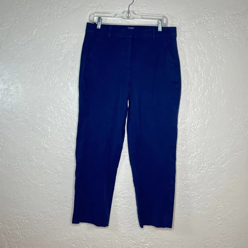 J.Crew Kallie Straight Leg Pants Preppy Career Zip Fly‎ Women Navy Blue 10